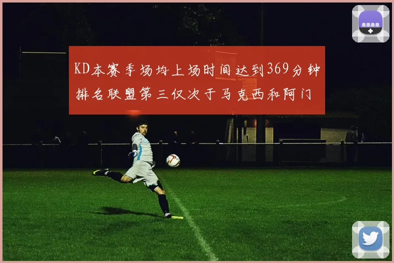 KD本赛季场均上场时间达到369分钟排名联盟第三仅次于马克西和阿门